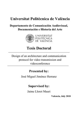 Universitat Politècnica De València Tesis Doctoral