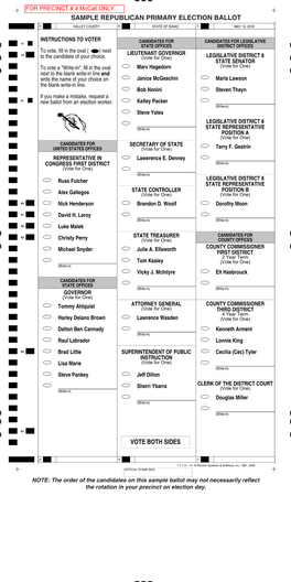 Sample Republican Primary Election Ballot