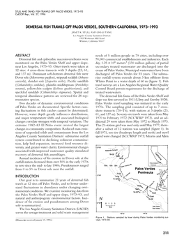 Demersal Fish Trawls Off Palos Verdes, Southern California, 1973-1 993 Janet K