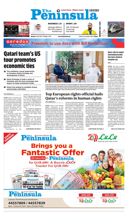 Qatari Team's US Tour Promotes Economic Ties