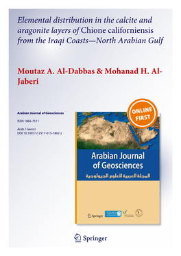 Elemental Distribution in the Calcite and Aragonite Layers of Chione Californiensis from the Iraqi Coasts—North Arabian Gulf