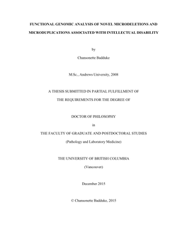 Functional Genomic Analysis of Novel Microdeletions And