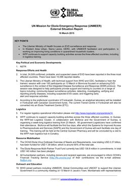 UNMEER) External Situation Report 16 March 2015