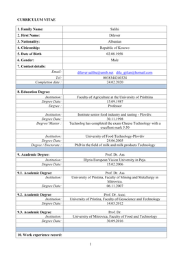 PHARE CV FORMAT (Not More Than Four Pages)