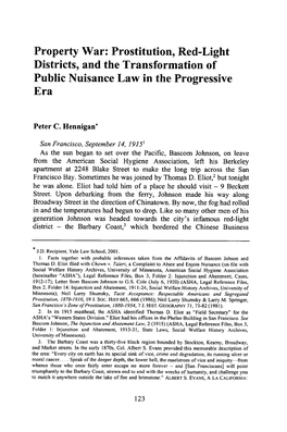 Prostitution, Red-Light Districts, and the Transformation of Public Nuisance Law in the Progressive Era