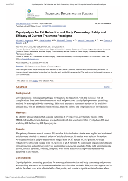 Cryolipolysis for Fat Reduction and Bod...Fficacy of Current Treatment Paradigms