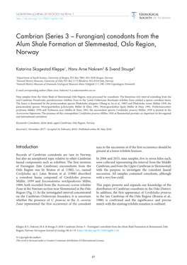 Conodonts from the Alum Shale Formation at Slemmestad, Oslo Region, Norway