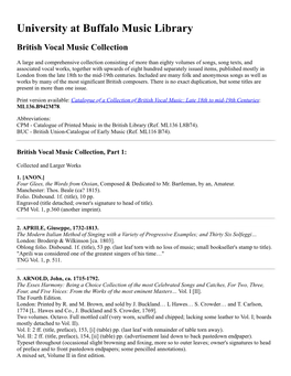 British Vocal Music Collection