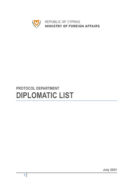 Cyprus Diplomatic List [July 2021]
