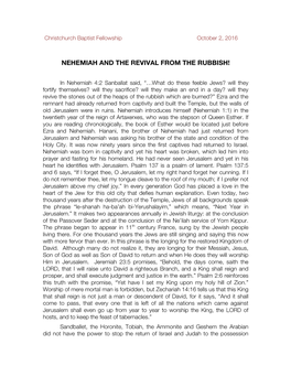 Nehemiah and the Revival from the Rubbish!