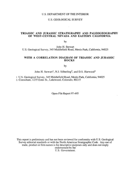 TRIASSIC and JURASSIC STRATIGRAPHY and PALEOGEOGRAPHY of WEST-CENTRAL NEVADA and EASTERN CALIFORNIA by John H