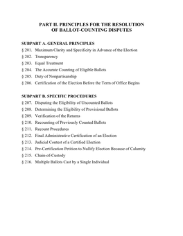 Part Ii. Principles for the Resolution of Ballot-Counting Disputes