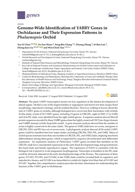 Genome-Wide Identification of YABBY Genes in Orchidaceae and Their