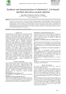 Synthesis and Characterization of Substituted 1, 2,4-Triazole and Their Derivatives on Poly Ethylene