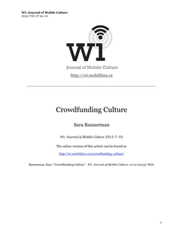 Crowdfunding Culture