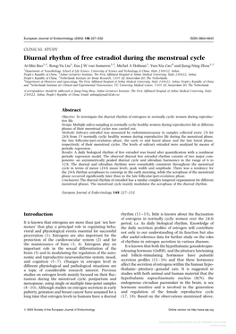 Diurnal Rhythm of Free Estradiol During the Menstrual Cycle