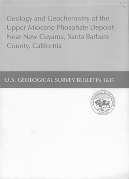 Geology and Geochemistry of the Upper Miocene Phosphate Deposit Near New Cuyama, Santa Barbara County, California