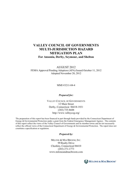 VALLEY COUNCIL of GOVERNMENTS MULTI-JURISDICTION HAZARD MITIGATION PLAN for Ansonia, Derby, Seymour, and Shelton