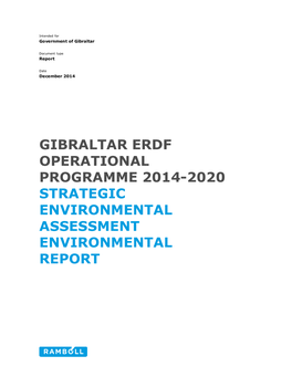 Gibraltar Erdf Operational Programme 2014-2020 Strategic Environmental Assessment Environmental Report