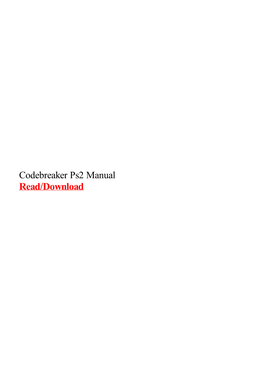 Codebreaker Ps2 Manual