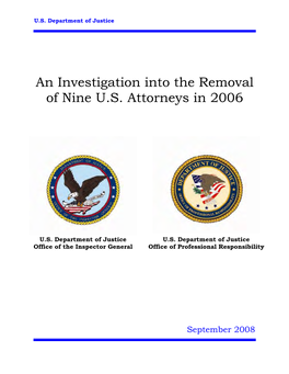 An Investigation Into the Removal of Nine U.S. Attorneys in 2006