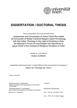 Dissertation / Doctoral Thesis