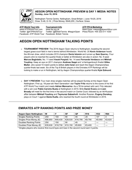 Aegon Open Nottingham Talking Points