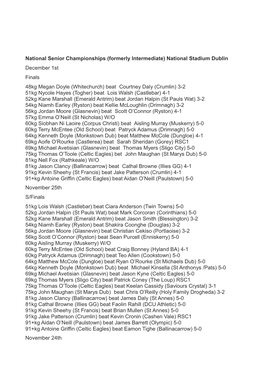National Senior Championships (Formerly Intermediate) National Stadium Dublin December 1St Finals 48Kg Megan Doyle