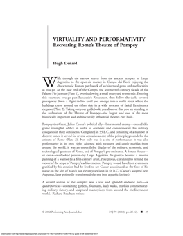 VIRTUALITY and PERFORMATIVITY Recreating Rome's Theatre Of