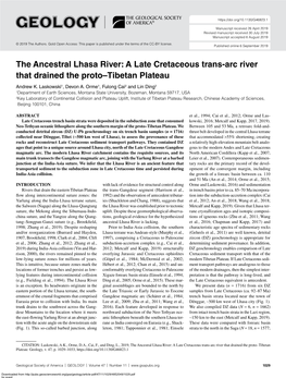 A Late Cretaceous Trans-Arc River That Drained the Proto–Tibetan Plateau Andrew K