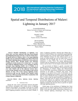 Spatial and Temporal Distributions of Malawi Lightning in January 2017