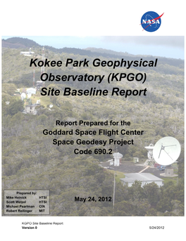 Kokee Park Geophysical Observatory (KPGO) Site Baseline Report