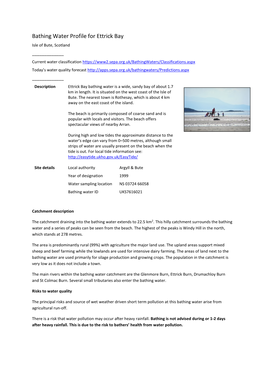 Bathing Water Profile for Ettrick