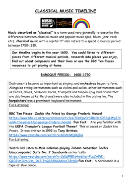 Classical Music Timeline