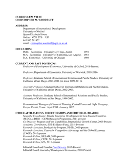 Curriculum Vitae Christopher M. Woodruff Address