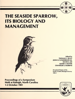 The Seaside Sparrow, Its Biology and Management