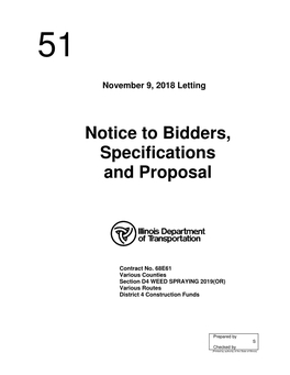 Notice to Bidders, Specifications and Proposal