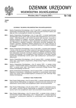 DZIENNIK URZĘDOWY WOJEWÓDZTWA DOLNOŚLĄSKIEGO Wrocław, Dnia 11 Sierpnia 2005 R