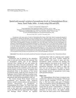 Spatial and Seasonal Variation of Groundwater Levels in Vattamalaikarai River Basin, Tamil Nadu, India - a Study Using GIS and GPS