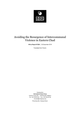 284 Avoiding the Resurgence of Intercommunal Violence in Eastern Chad