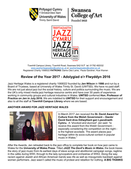 Review of the Year 2017 - Adolygiad O’R Flwyddyn 2016