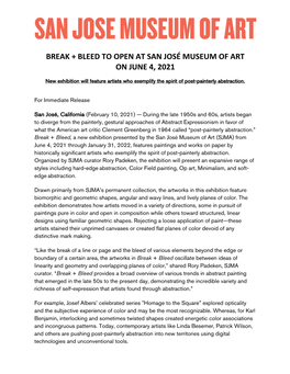 Break + Bleed to Open at San José Museum of Art on June 4, 2021