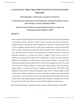 A Case Study About Treatment of Pollutants of Dyeing Industry