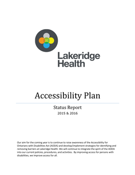 Accessibility Plan Status Report 2015 & 2016