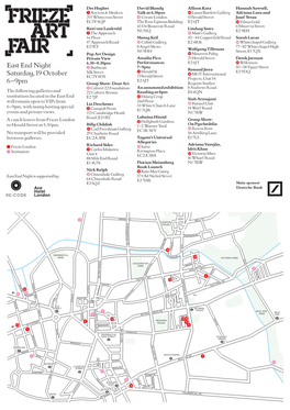 East End Night Saturday, 19 October 6–9Pm