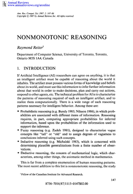 Nonmonotonic Reasoning