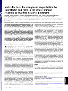 Molecular Basis for Manganese Sequestration by Calprotectin and Roles in the Innate Immune Response to Invading Bacterial Pathogens