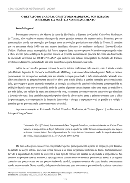 O Retrato Do Cardeal Cristoforo Madruzzo, Por Tiziano: O Relógio E a Política No Renascimento