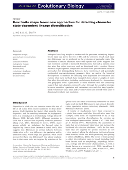 How Traits Shape Trees: New Approaches for Detecting Character Statedependent Lineage Diversification