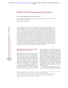 Whole-Genome Sequencing in Cancer